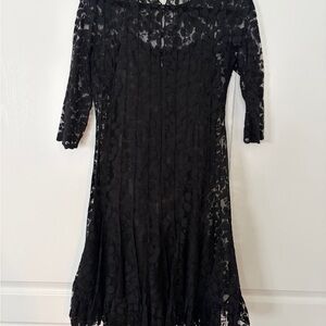 Teri Jon Black Lace 3/4 Sleeve Dress